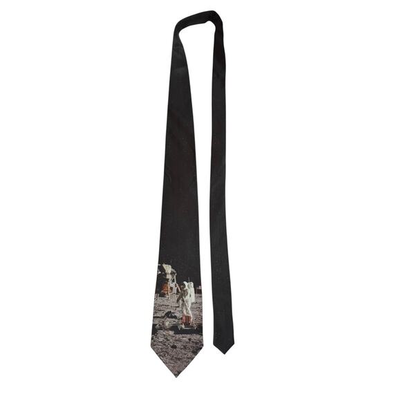 Lunar Landing Space Astronaut Moon Novelty Necktie Polyester Three Rooker - Picture 2 of 8